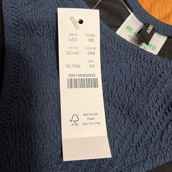 J. Crew NEW Textured curved-waist Navy ribbed bikini bottom sz XS cheeky - Picture 10 of 11